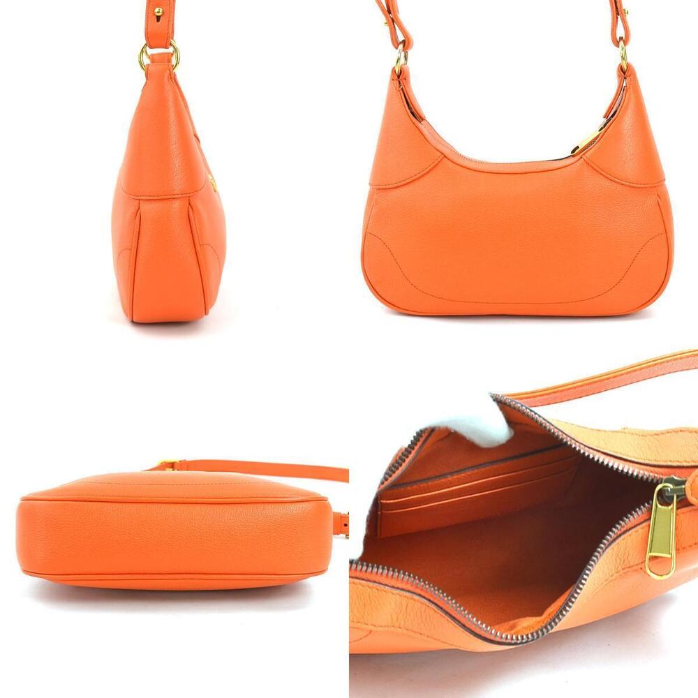 Gucci Bag Gold Marmont Shoulder Orange Leather GG Gold Orange